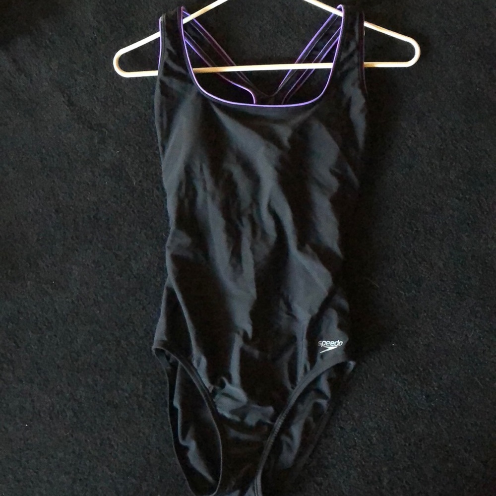 black and purple speedo bathing suit